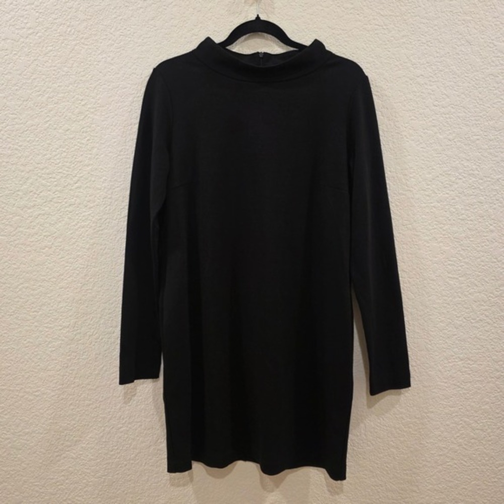 FUZZI Mock Neck Long Sleeve Mini Dress Small‎ Black With Pockets Made in Italy